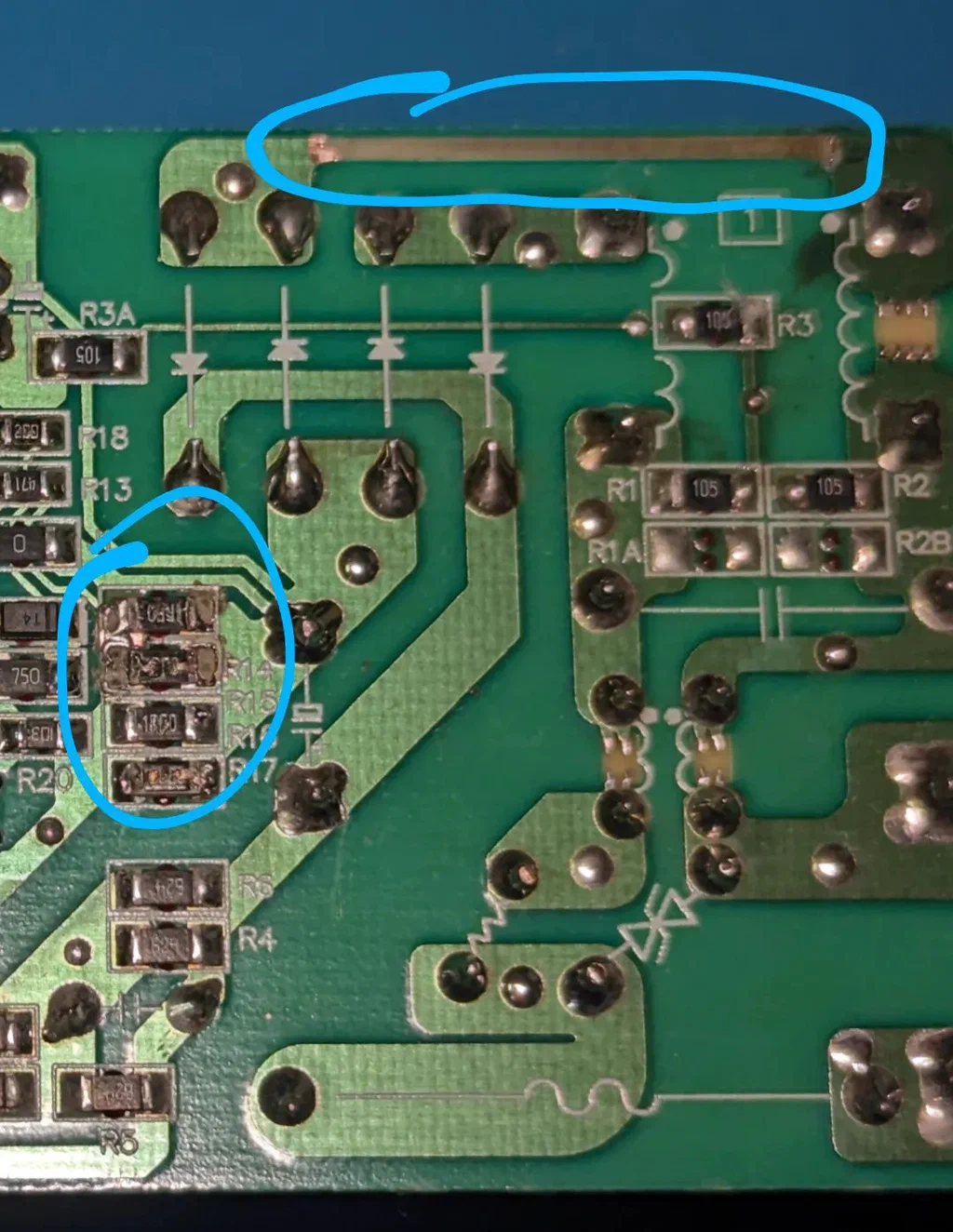 Water damage to PCB Water damage to PCB